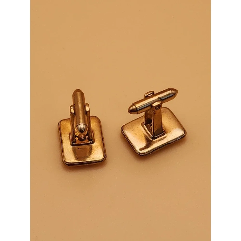 Vintage Art Deco‎ Gold Tone Cufflinks Textured Edge Rectangular FREE $HIPPING!!